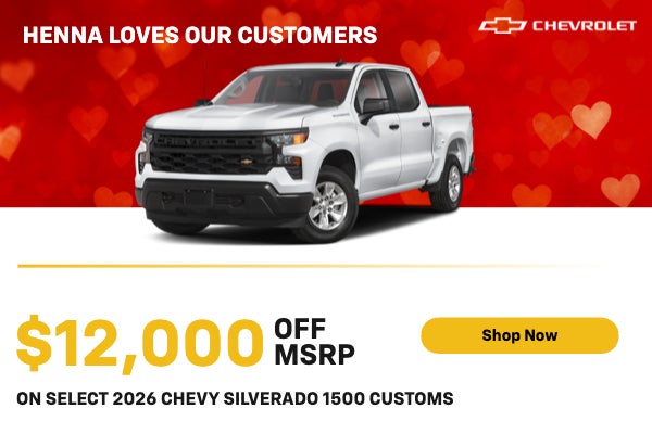 $12,000 OFF MSRP on Select 2026 Chevy Silverado 1500 Customs