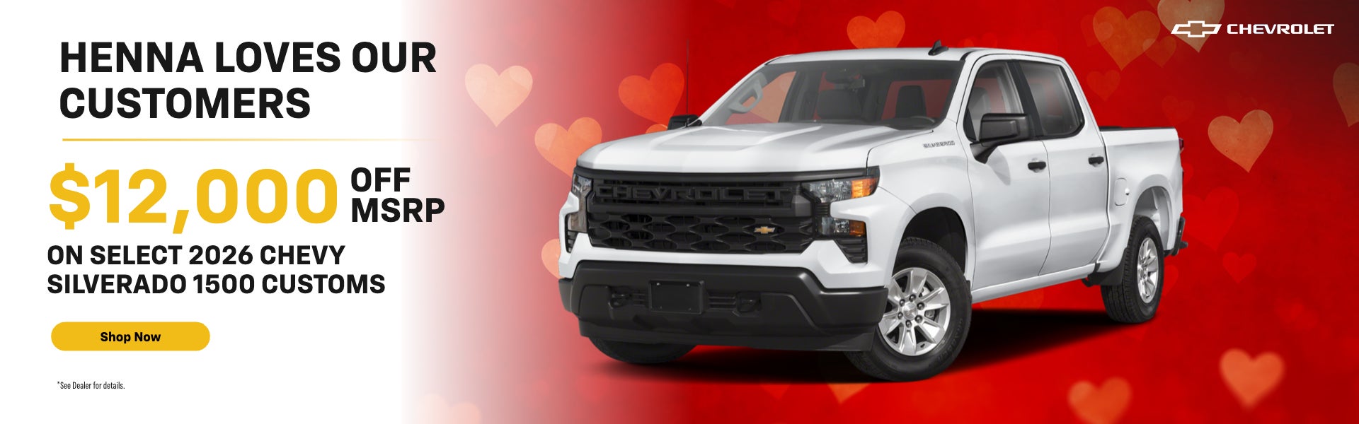 $12,000 OFF MSRP on Select 2026 Chevy Silverado 1500 Customs